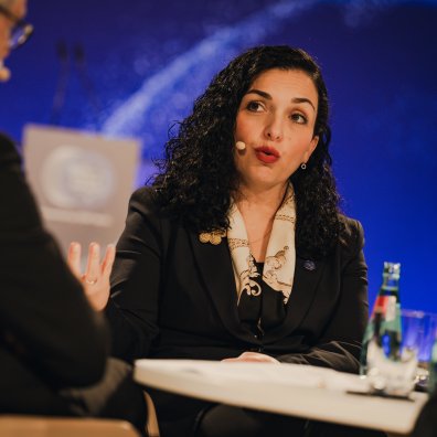 Vjosa Osmani the President of Kosovo at the Berlin Global Dialogue 2025 presented by ESMT 