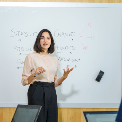 Female professor teaching