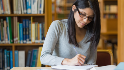 MBA student in a library
