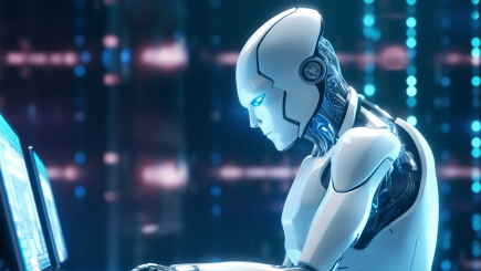 robot working on computer
