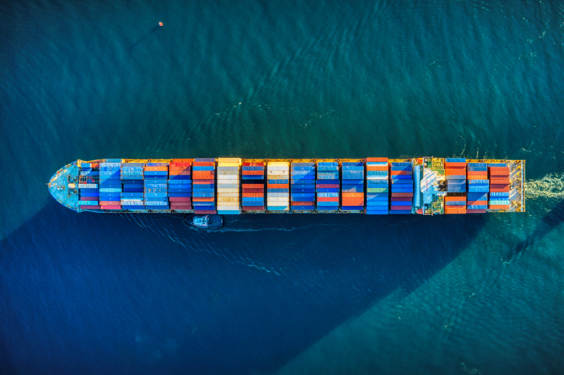A ship moving cargo