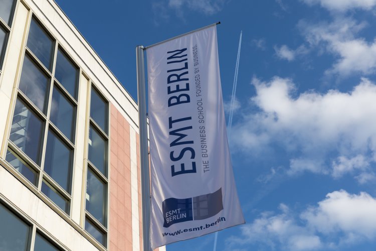 ESMT Berlin building and flag