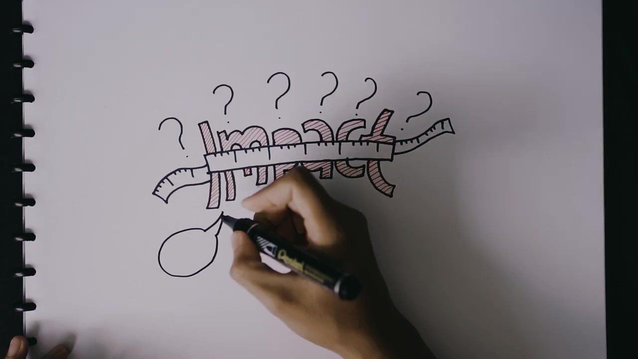 hand writing the word impact