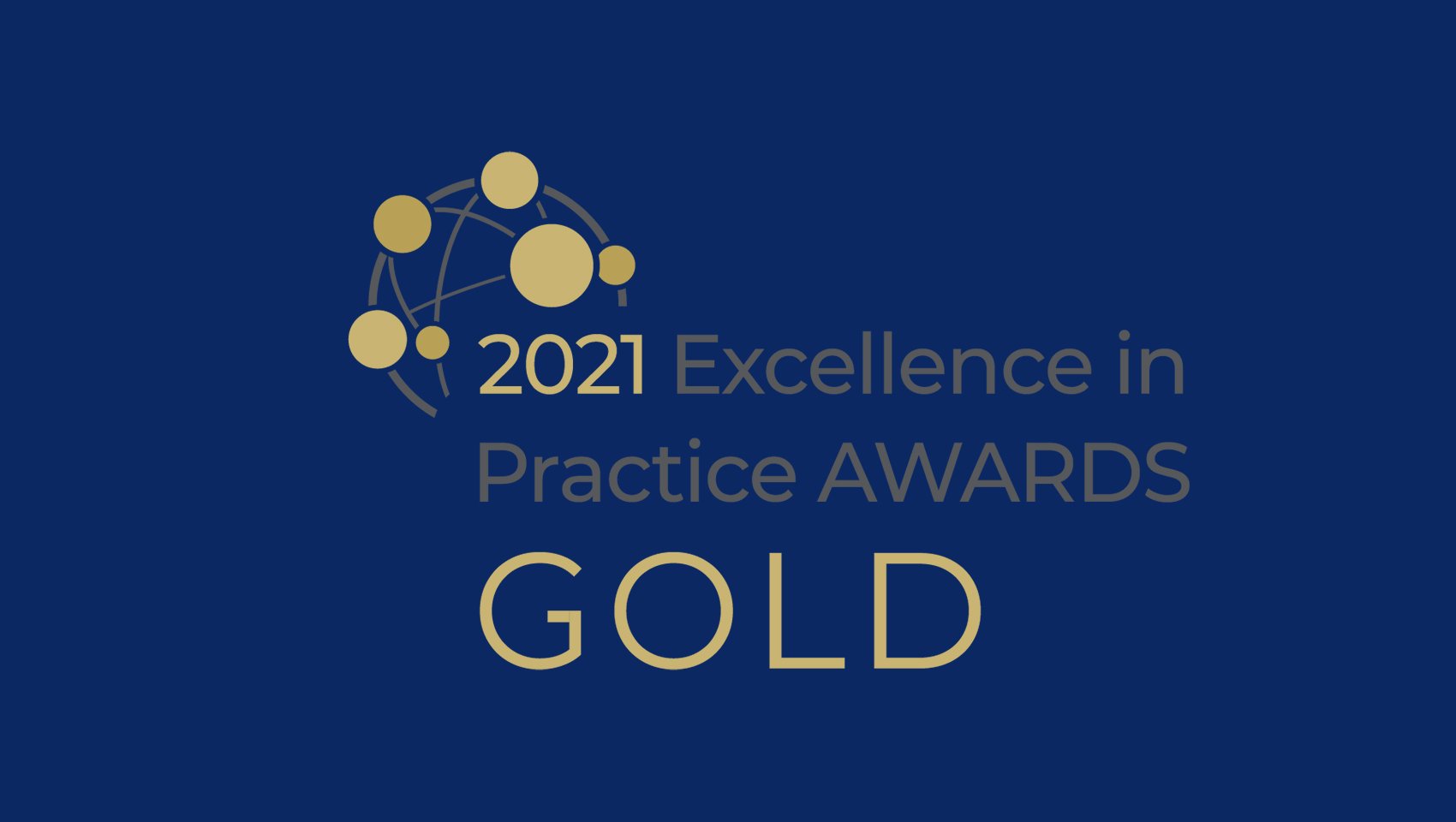 EFMD 2021 Excellence in practice awards gold logo on blue background 